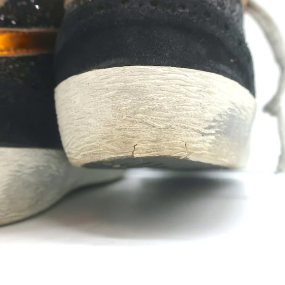 Golden Goose Mid Star Glitter Wing Tip Sneakers Black with Silver Star Size 38 - Picture 8 of 11